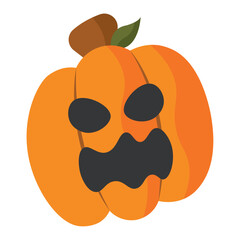 Isolated carved spooky halloween pumpkin icon Vector