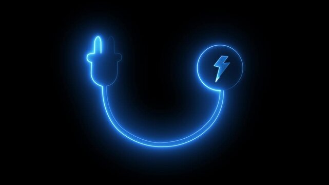 Electric car and electrical cable plug charging icon . Electric plug wire icon. Electricity icon vector video. Battery charging icon animation. Electric car dashboard display.