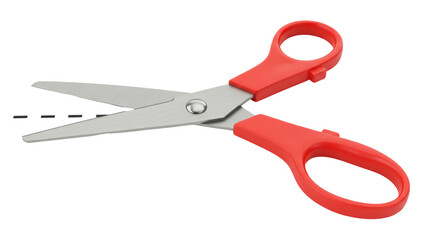 Isolated Scissors Cutting Dotted Line
