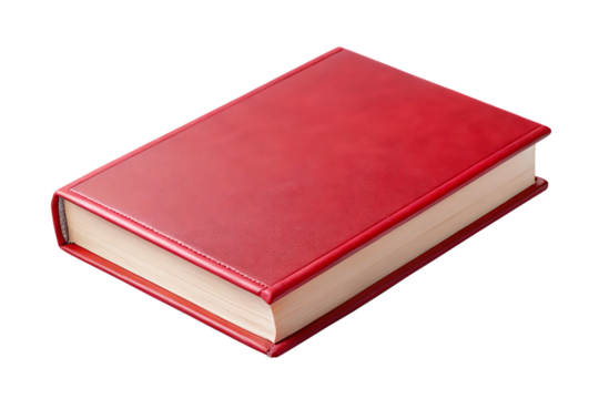 One closed red hardcover book isolated on transparent background.PNG