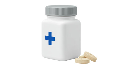 Isolated Medicine Bottle with Pills