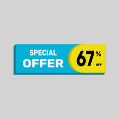 Special offer 67% sale banner. icon Vector illustration discount off on white background