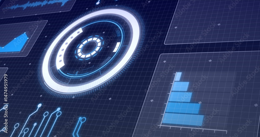 Poster image of data processing over dark background
