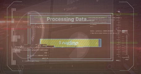 Selbstklebende Fototapeten Image of data processing over red background © vectorfusionart