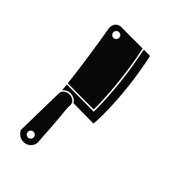 A simple black and white vector illustration of a professional butcher cleaver for culinary purposes