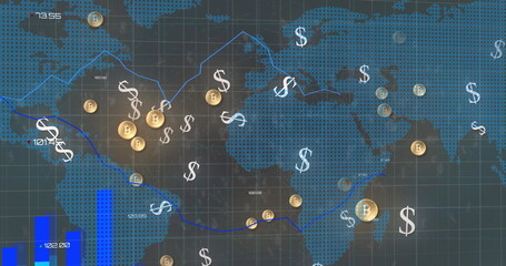 Image of data processing over dark background