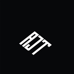 AJT letter logo design on black background.