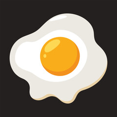 Sunny side up egg illustration on dark background breakfast food graphic