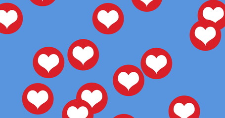 Image of hearts floating over blue background