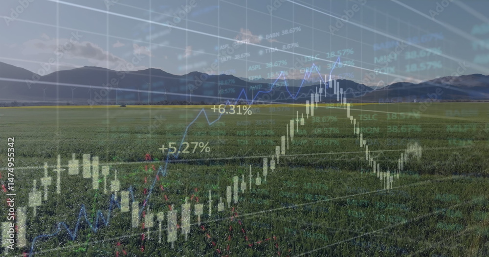 Poster image of graphs and data processing over wind turbine