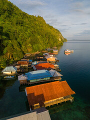 Naklejka premium The Beautiful Panorama in Sawai Village in North Seram Island, Maluku Province