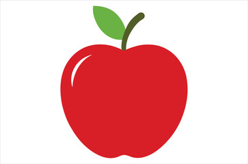 Fototapeta premium Red Apple silhouette, vector art, illustration, animals, cartoon on white background.