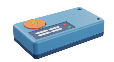 Isolated Blue Electric Box with Lightning Bolt