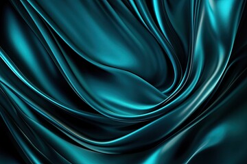 Obraz premium Teal silk drapes in flowing folds, displaying rich texture and deep color. Intricate, smooth curves and elegant movement create a mesmerizing visual effect