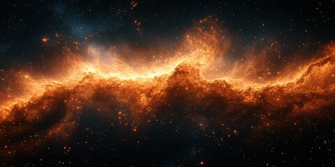 Vibrant cosmic clouds illuminated by starlight in a distant galaxy showcase the beauty of the universe
