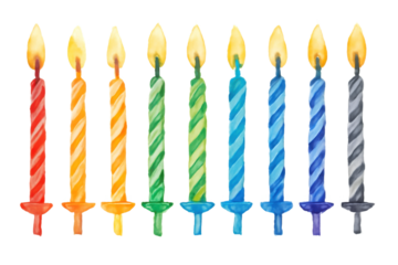 Nine Vibrant Candles in a Stunning Flame Display