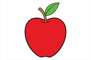 Fototapeta premium Red Apple silhouette, vector art, illustration, animals, cartoon on white background.