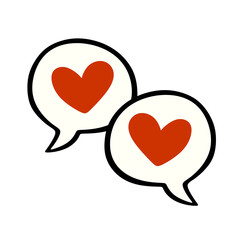 heart with speech bubbles. Isolated on white