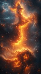 Obraz premium Colors of the cosmos illuminate dark space in a stunning display of stellar formations and glowing gas clouds