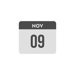 calender icon, 09 november icon with white background