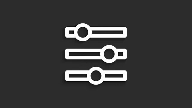 Sliders &ndash; Adjustment Lineal UX Icon Animation, 4K on Black