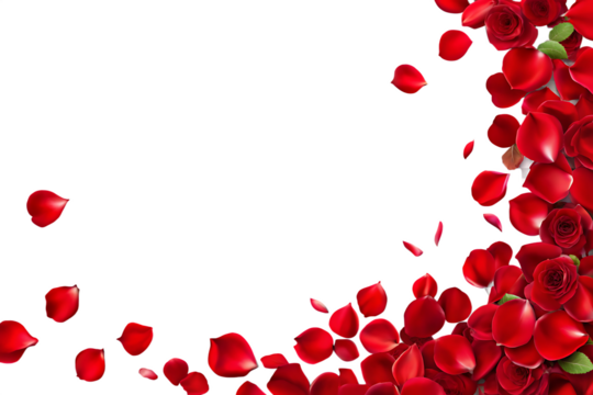 Red Rose Petals Corner Borderon transparent background.PNG