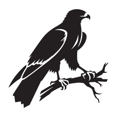 Hawk silhouette with powerful wingspan – Hawk illustration – Minimalist Hawk vector – Bird silhouette

