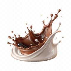 smooth liquid splash of milk and chocolate isolated on white background.