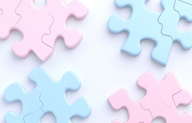 Obraz premium Pastel puzzle pieces scattered on white background