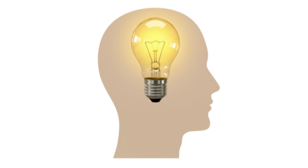 Isolated Light Bulb Inside Human Head