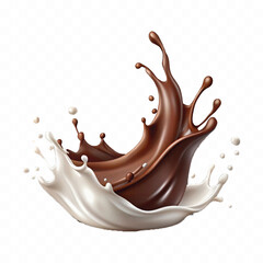 smooth liquid splash of milk and chocolate isolated on white background.