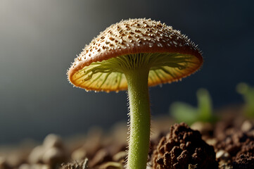 Close-up of a Small Wild Mushroom