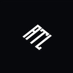 ATL letter logo design on black background.