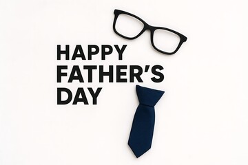 fathers day glasses blue tie greeting minimal background clean design message celebration elegant man fashion concept