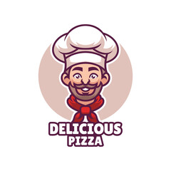 Vector Delicious Pizza Mascot Logo