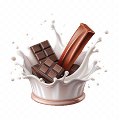 smooth liquid splash of milk and chocolate isolated on white background.