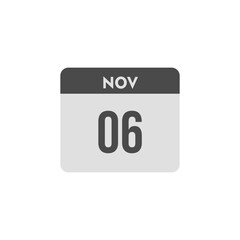 calender icon, 06 november icon with white background