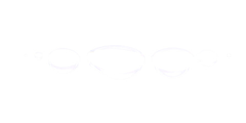 Water droplets gleam against a transparent background, minimalist and clean