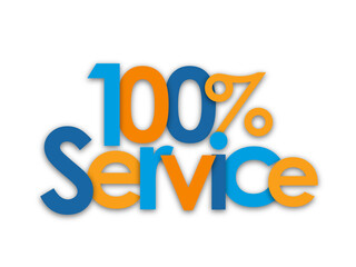 100% SERVICE colourful typography banner on transparent background