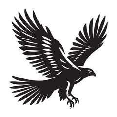 Swift Hawk silhouette in pursuit – Hawk illustration – Minimalist Hawk vector – Bird silhouette


