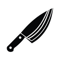 Silhouette of a classic kitchen chef's knife isolated on white background for culinary and design applications