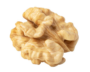 Peeled walnut kernel isolated on transparent background
