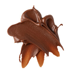 Chocolate hazelnut spread swirls on transparent background