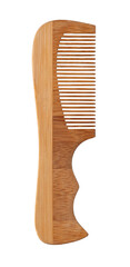 Wooden comb resting on transparent background, showing natural beauty and craftsmanship