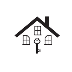 Minimal Black and White House and Keys Lineart Icon