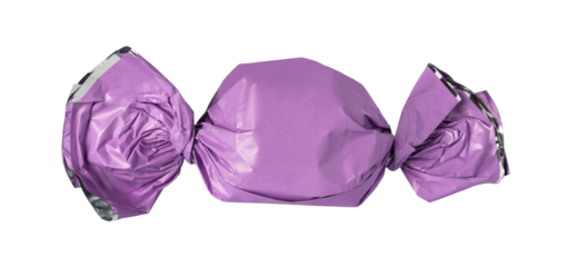 Purple wrapped candy with transparent background, showing delicious treat