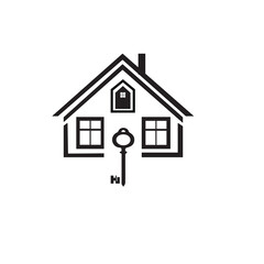 Minimalist Black and White Silhouette of a House Vector Illustration