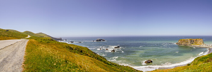 Goat rock and arch rock viewed from road panorama 