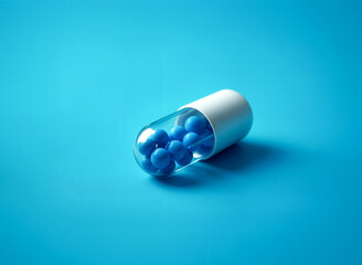 pills on blue background