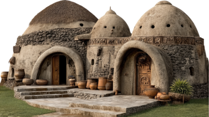 Unique Architectural Marvel: An intriguing glimpse of a structure blending rustic aesthetics with cultural charm. The architectural design creates an eye-catching appearance.